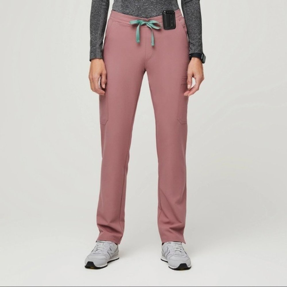 Figs Women's Straight Leg Pants in Mauve and Teal